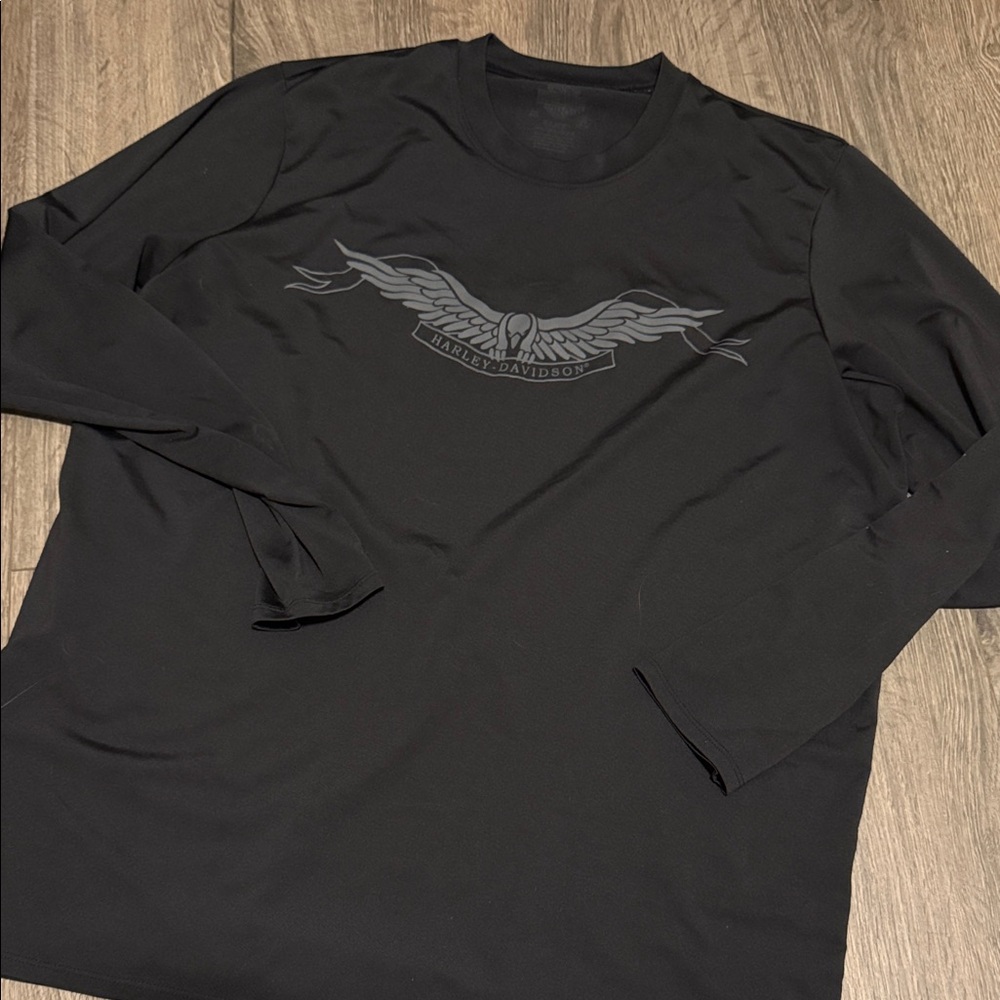 Harley-Davidson Black Long Sleeve Tee with Gray Winged Logo